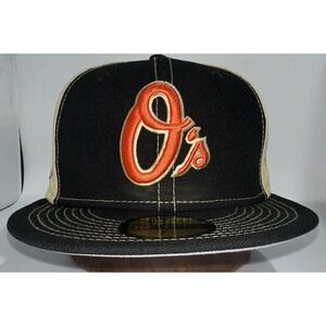 New Era Cap 59FIFTY Baltimore Orioles O's Patch Hat Fitted  7 5/8- Black/Tan- 2A
